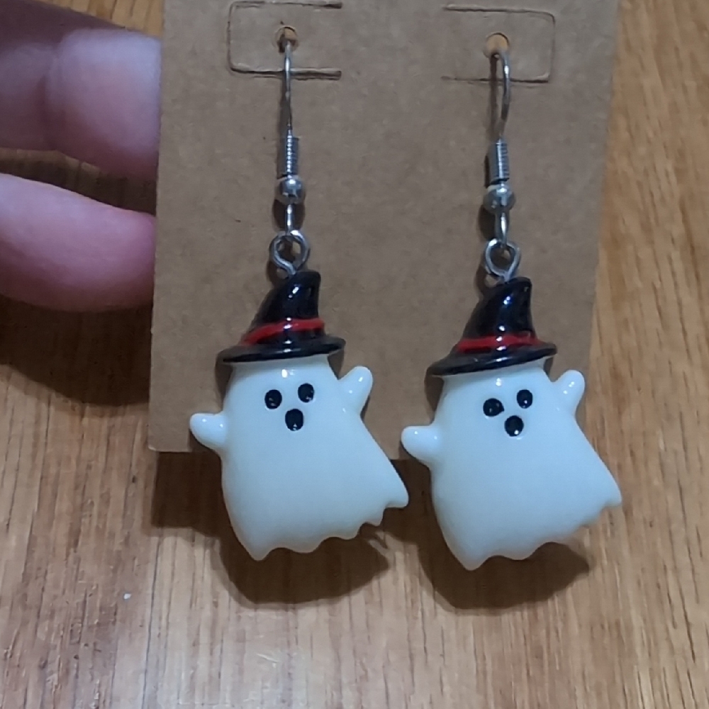 Ghost Earrings with Witch Hat